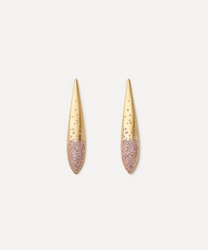 Nada Ghazal - 18ct Gold Lotus Petal Pink Sapphire Drop Earrings image number 0
