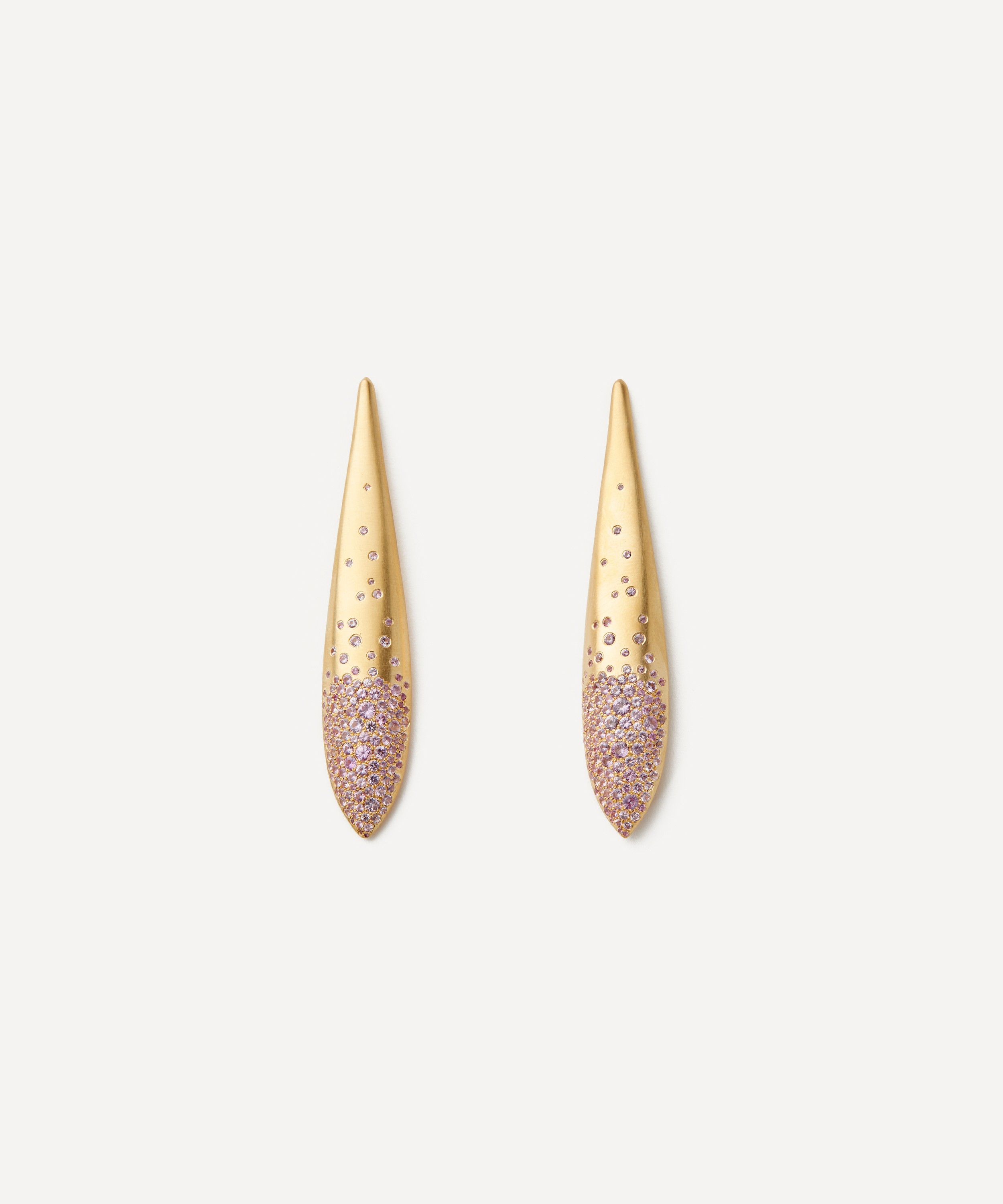 Nada Ghazal - 18ct Gold Lotus Petal Pink Sapphire Drop Earrings image number 0