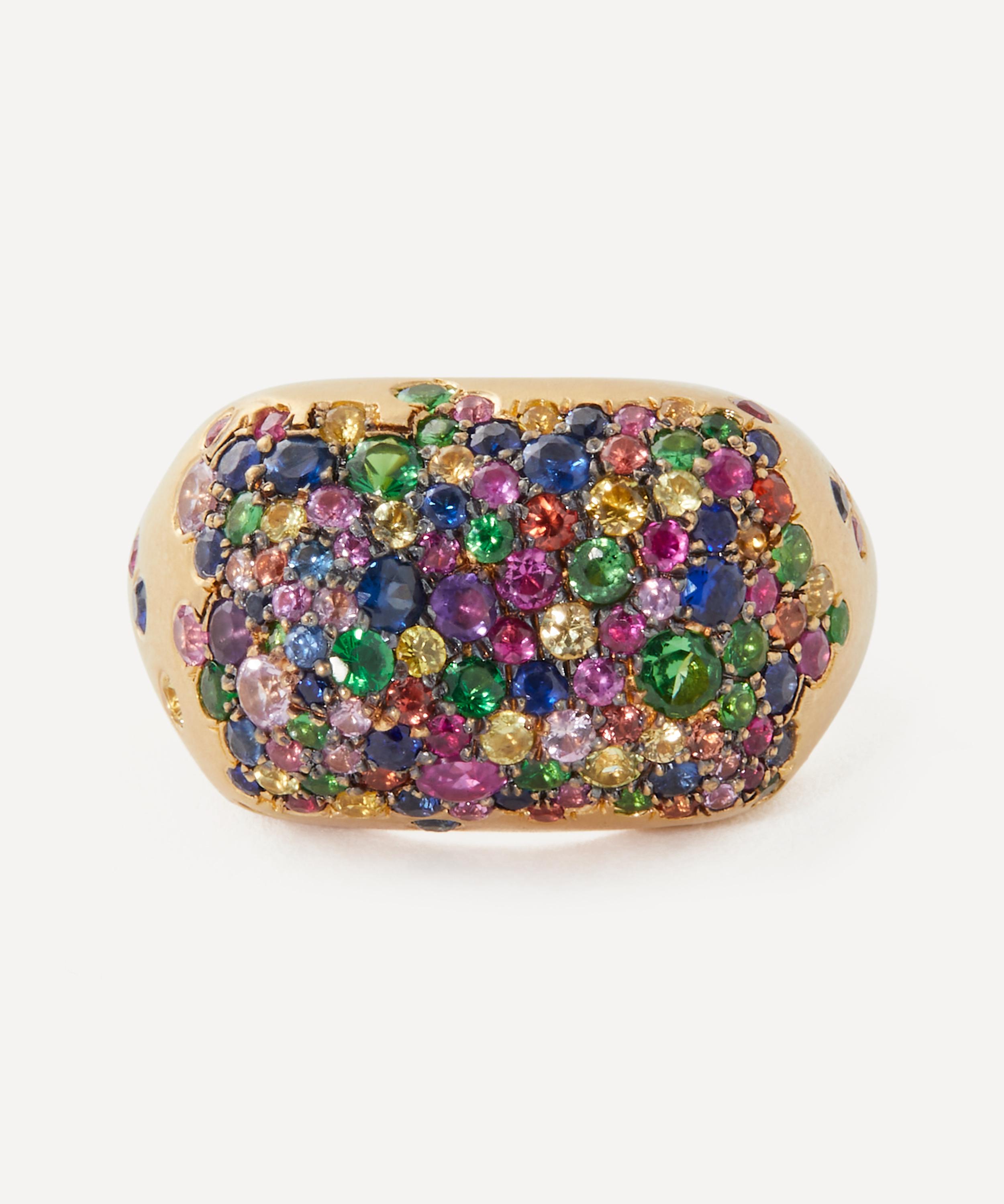 Nada Ghazal - 18ct Gold Baby Malak Rainbow Bonbon Ring image number 0