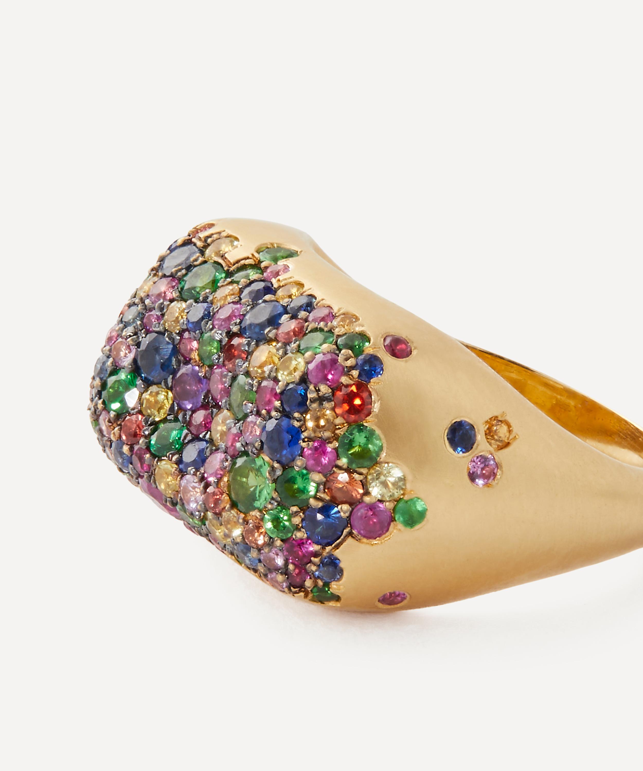 Nada Ghazal - 18ct Gold Baby Malak Rainbow Bonbon Ring image number 1