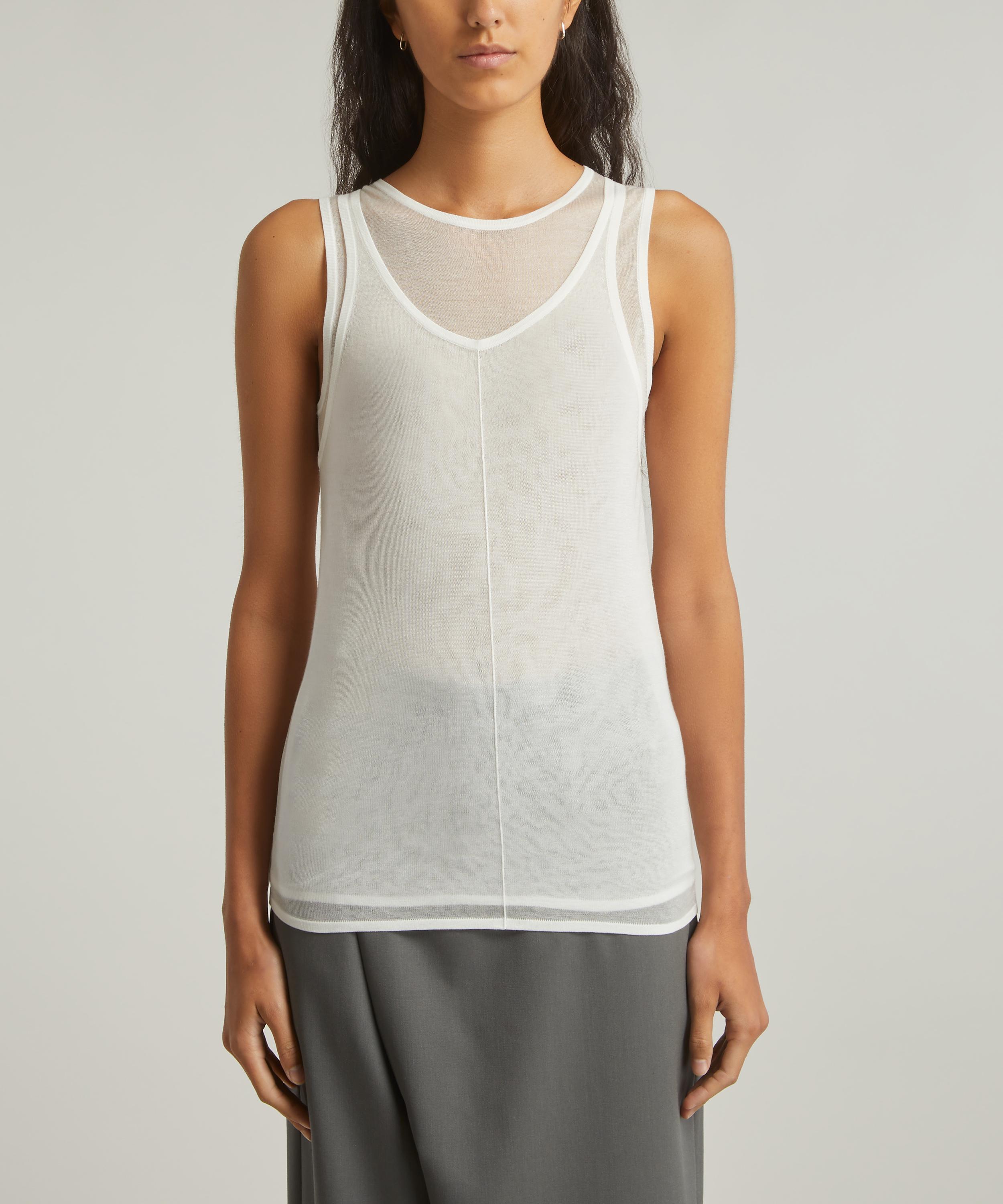 St. Agni  Semi Sheer Double Layer Tank - White