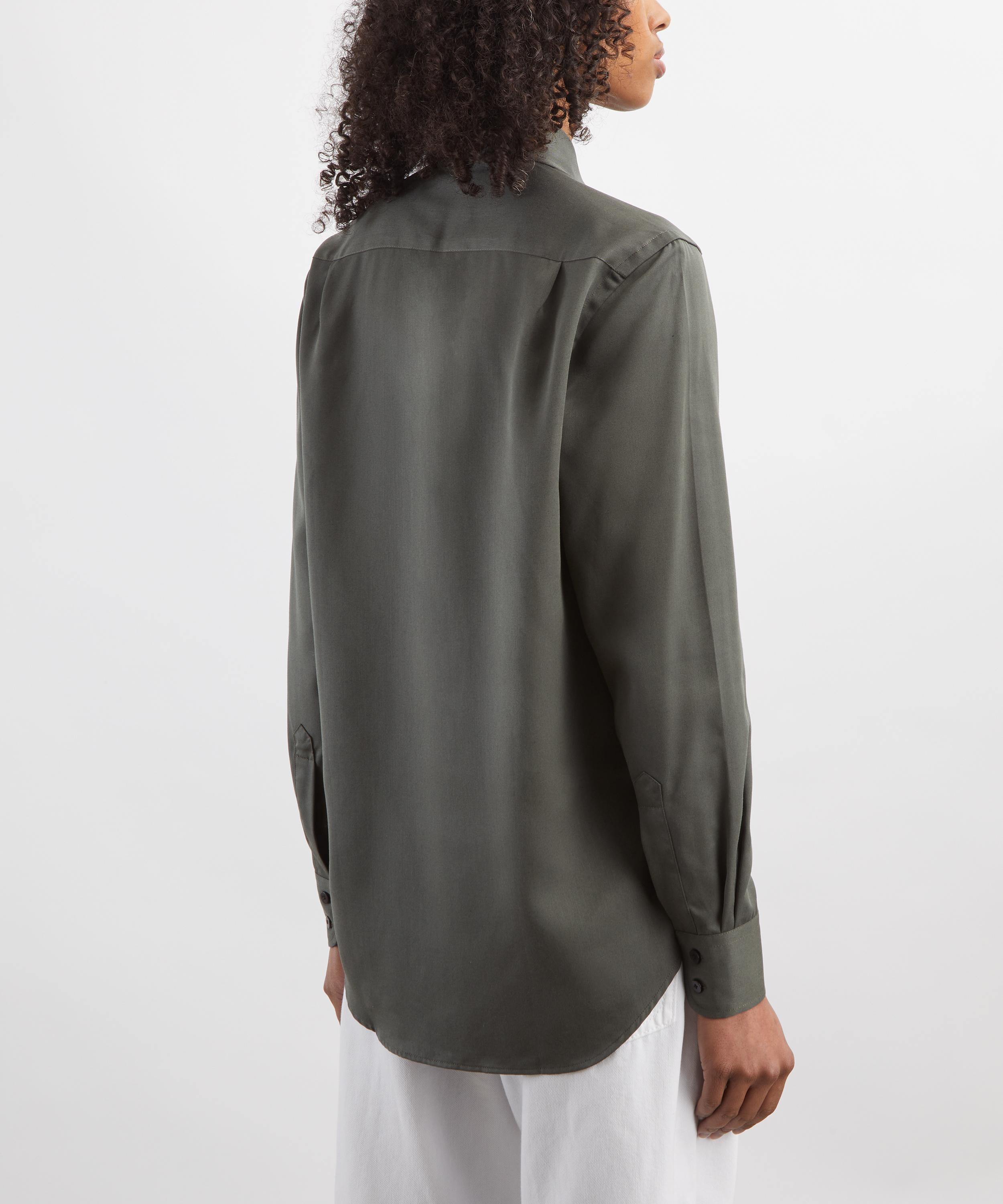 With Nothing Underneath - The Boyfriend Tencel Khaki Shirt image number 3