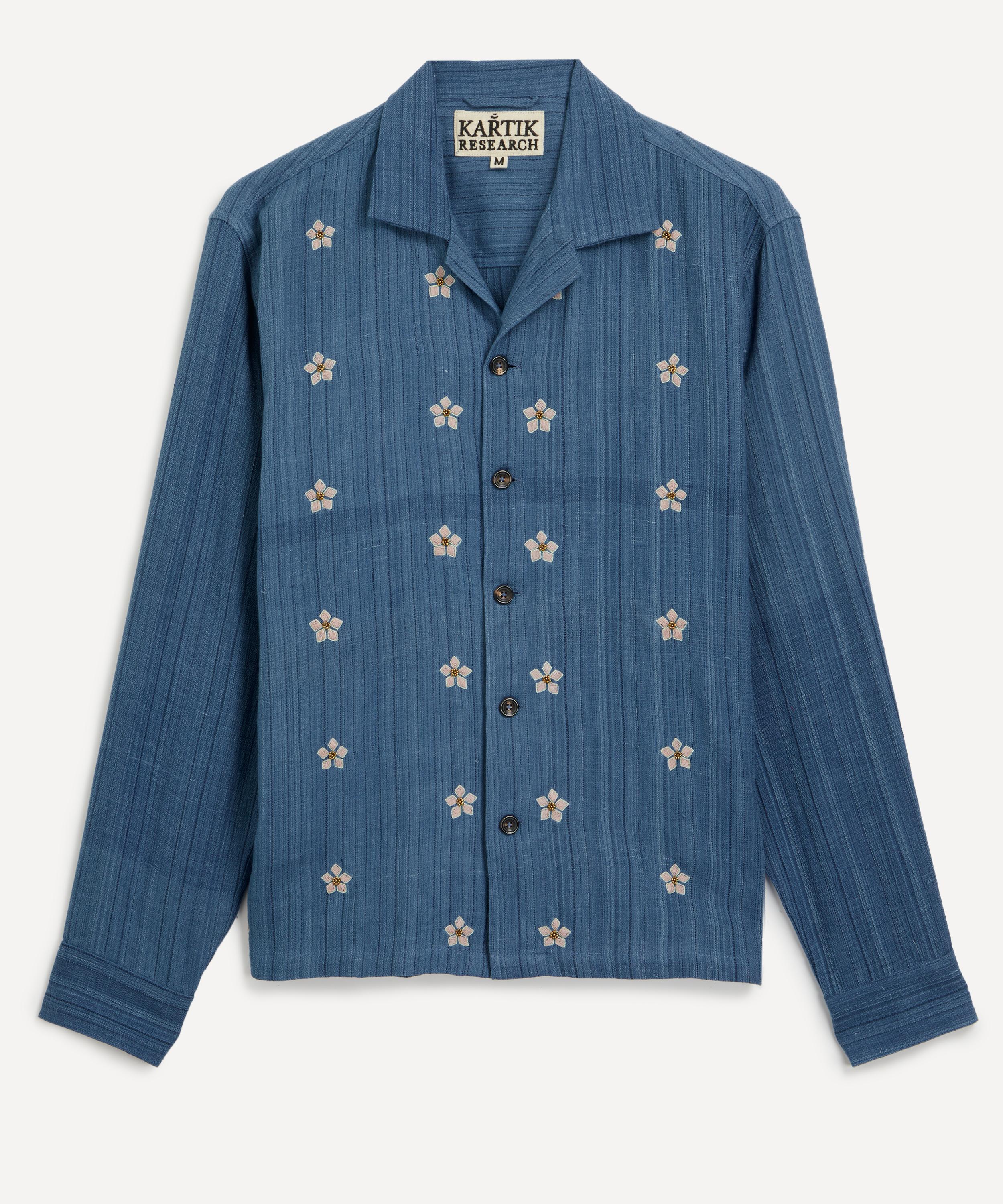 Kartik Research - Floral Embroidered Dobby Cotton Shirt image number 0