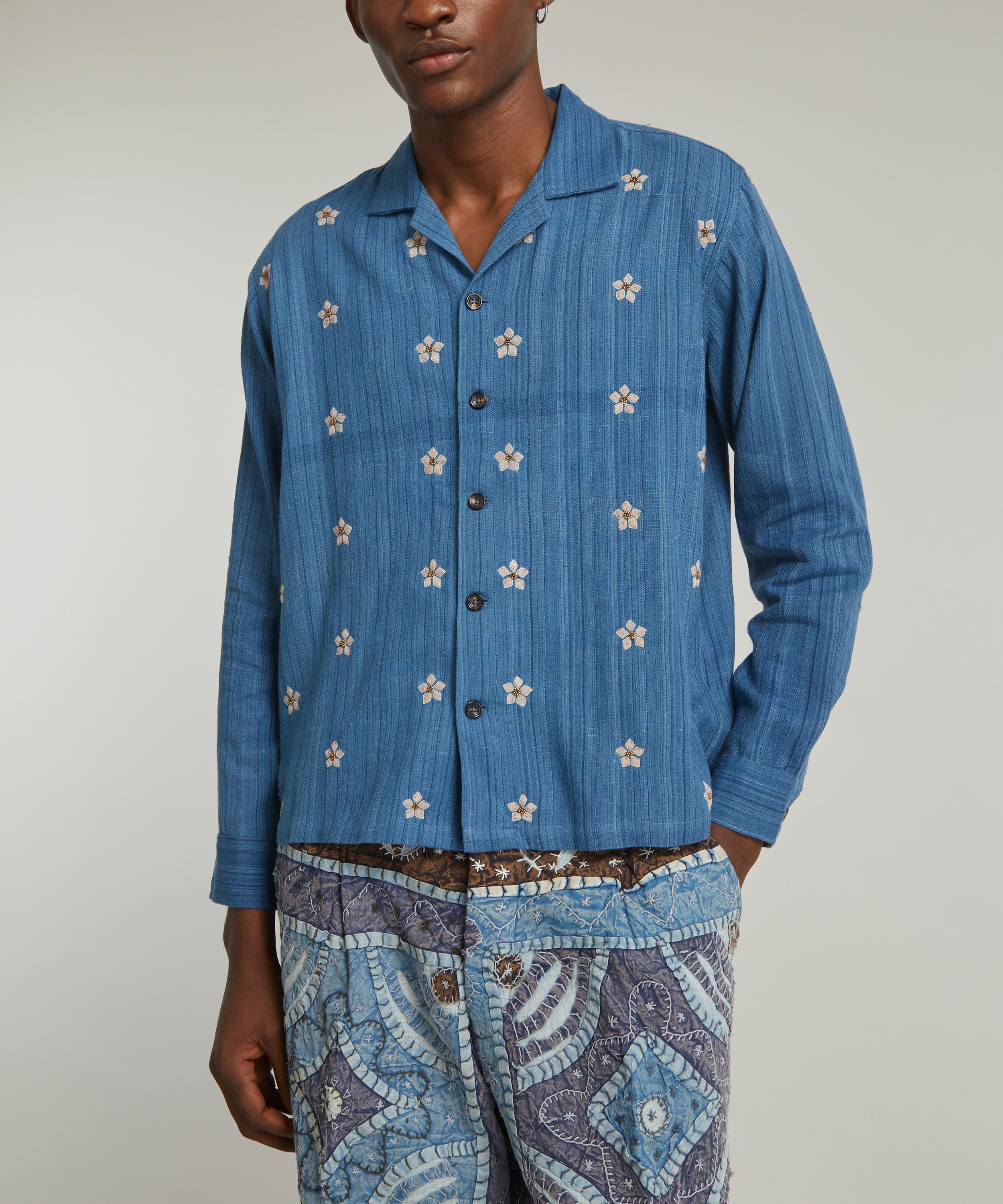 Kartik Research - Floral Embroidered Dobby Cotton Shirt image number 2
