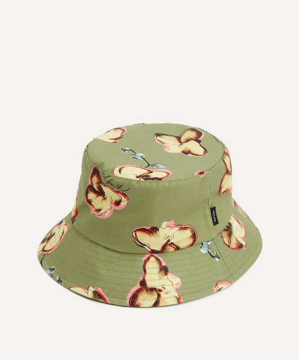 Paul Smith - Khaki Orchid Print Cotton Bucket Hat