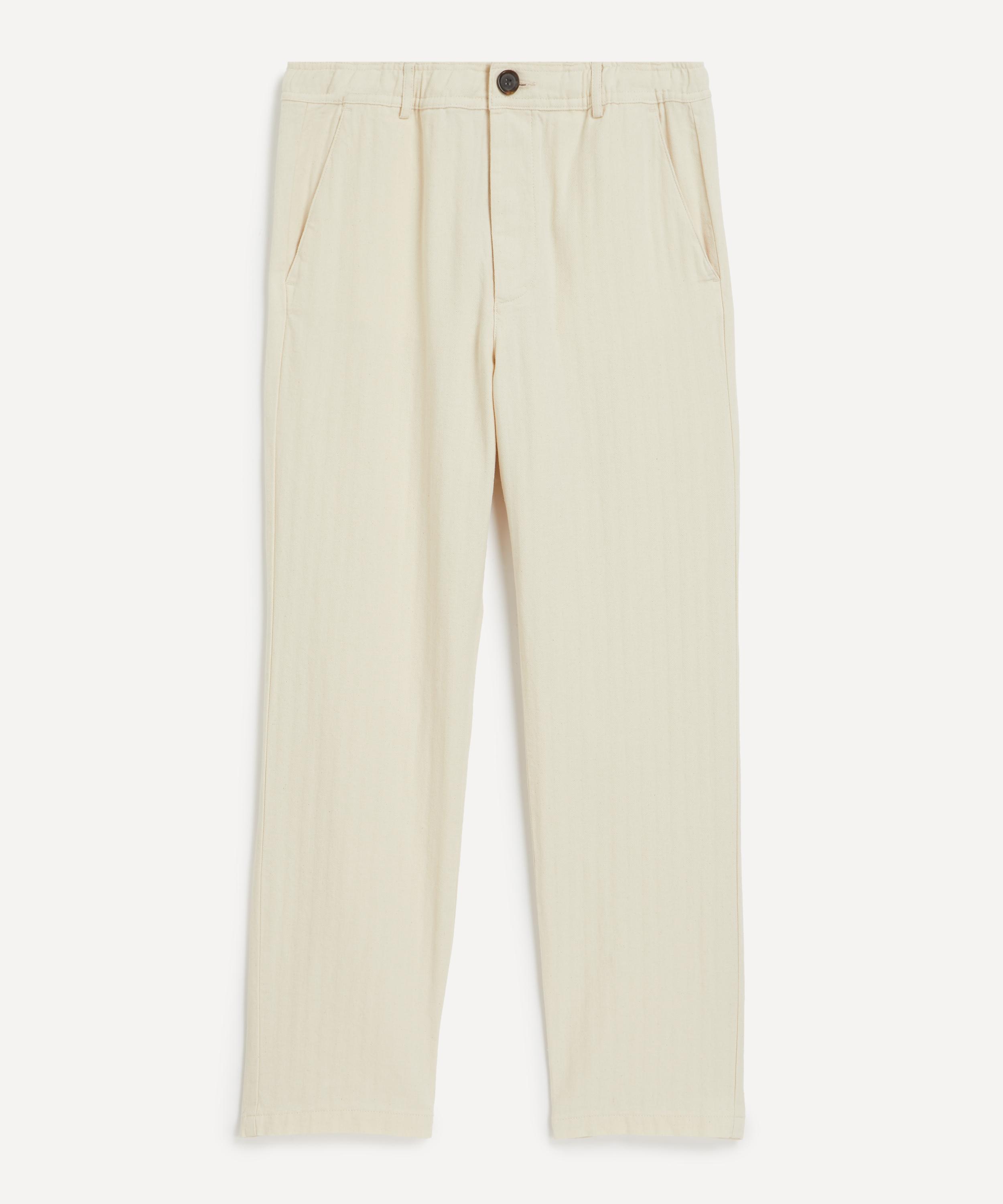 Oliver Spencer - Ecru Herringbone Drawstring Trousers image number 0