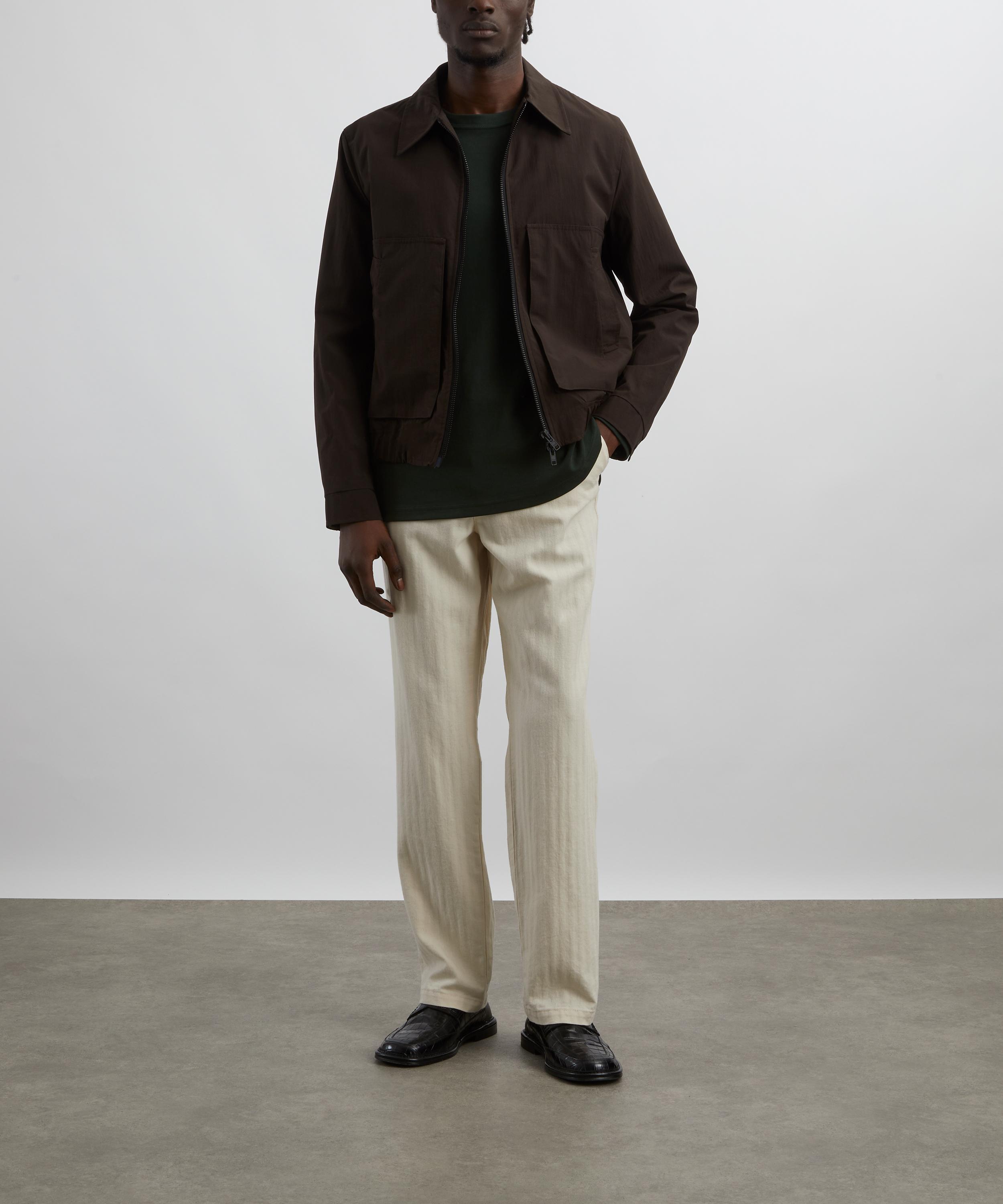 Oliver Spencer - Ecru Herringbone Drawstring Trousers image number 1