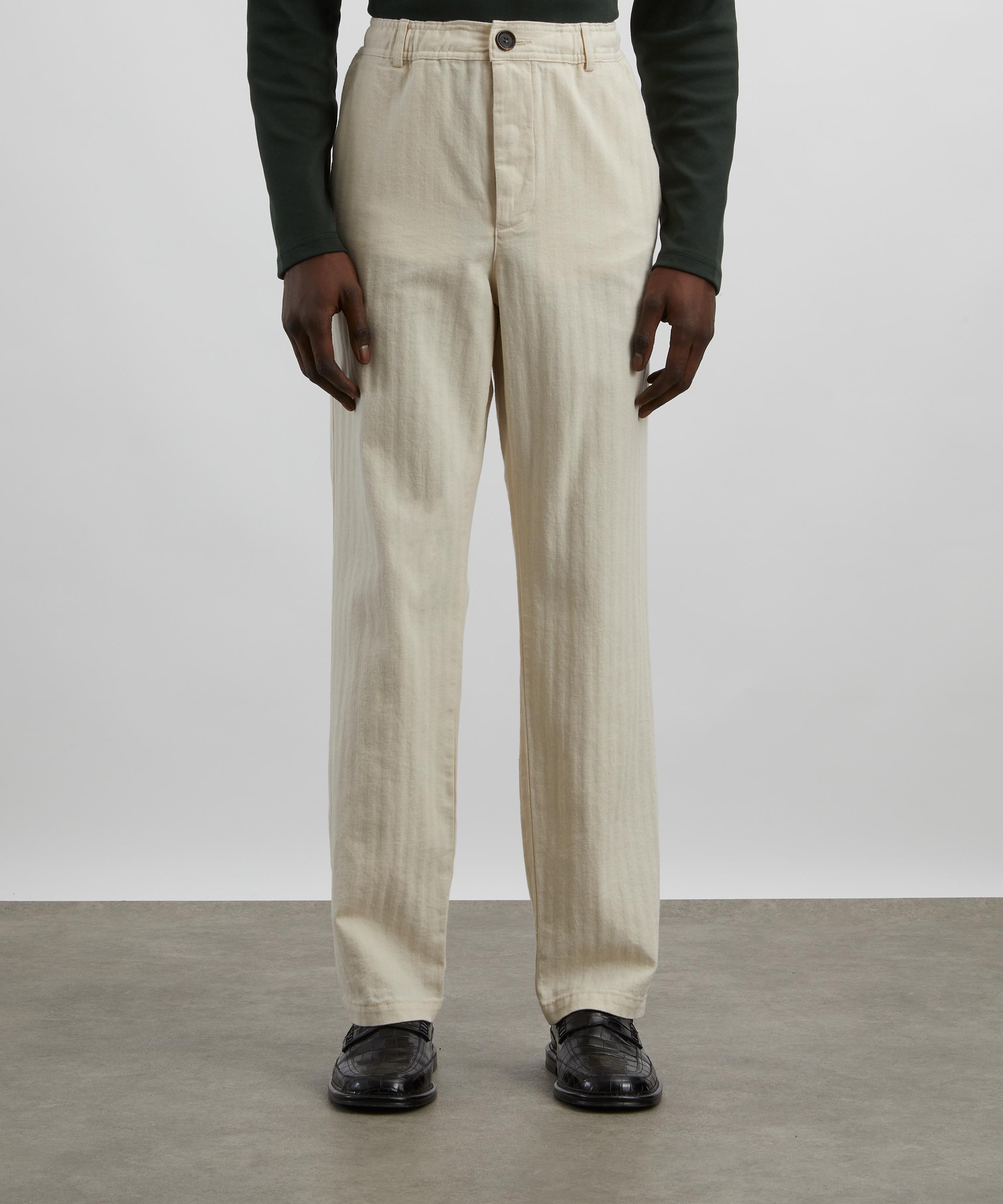 Oliver Spencer - Ecru Herringbone Drawstring Trousers image number 2