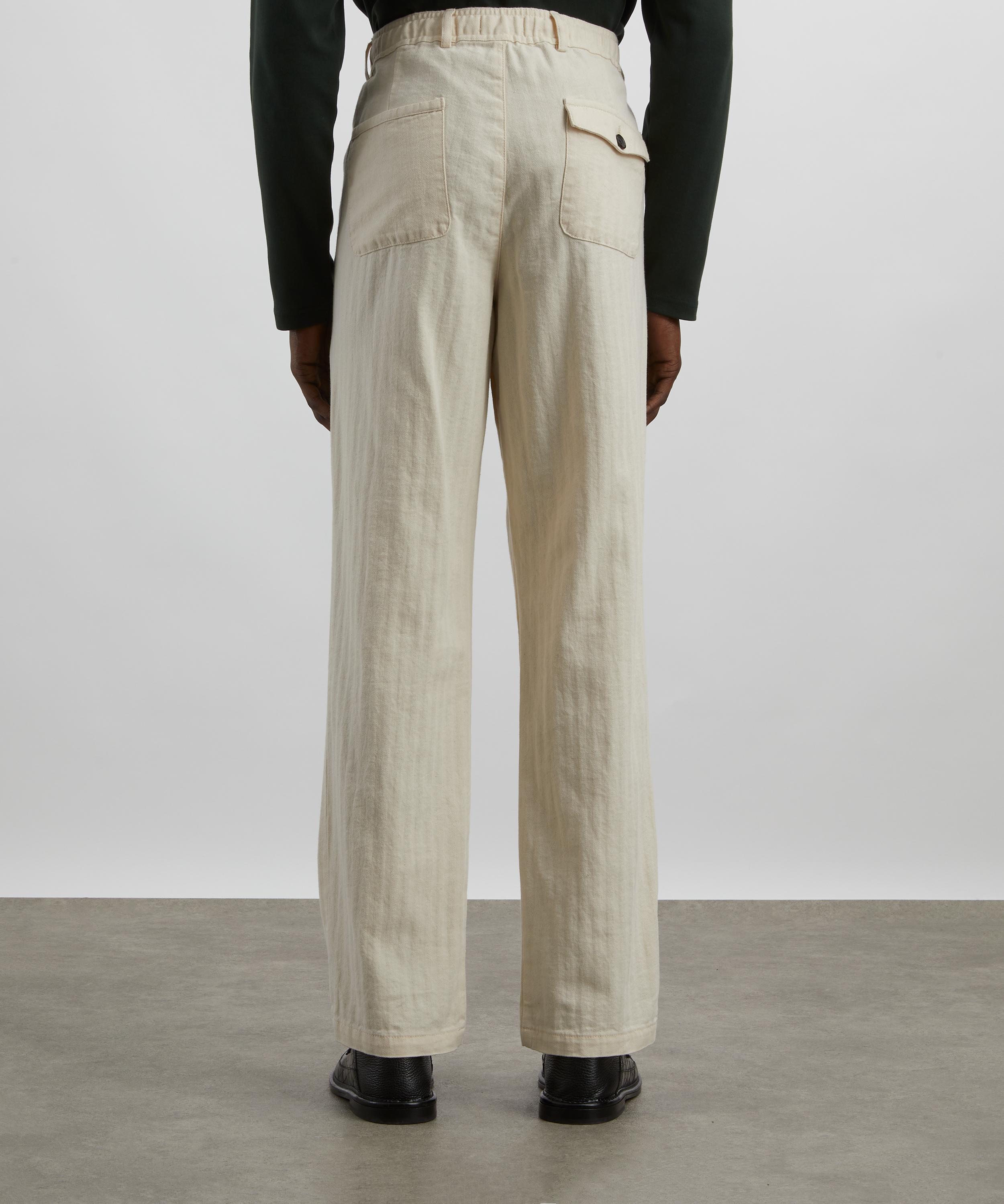 Oliver Spencer - Ecru Herringbone Drawstring Trousers image number 3