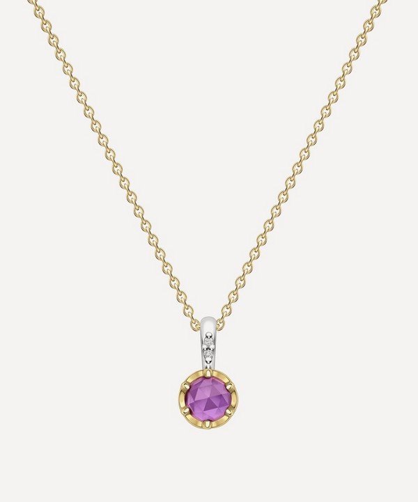 Dinny Hall - 22ct Gold-Plated Vermeil Silver February Amethyst Birthstone Pendant Necklace image number null