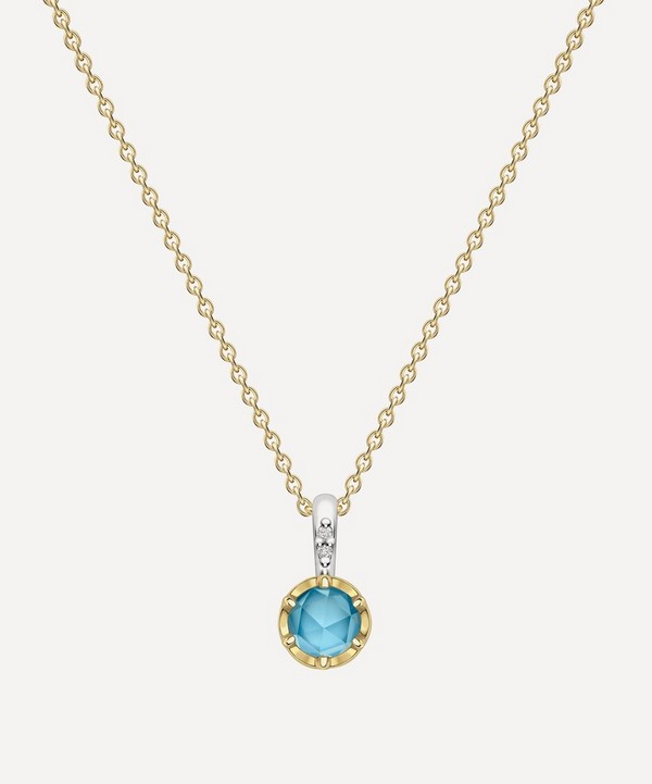 Dinny Hall - 22ct Gold-Plated Vermeil Silver March Aquamarine Birthstone Pendant Necklace image number null