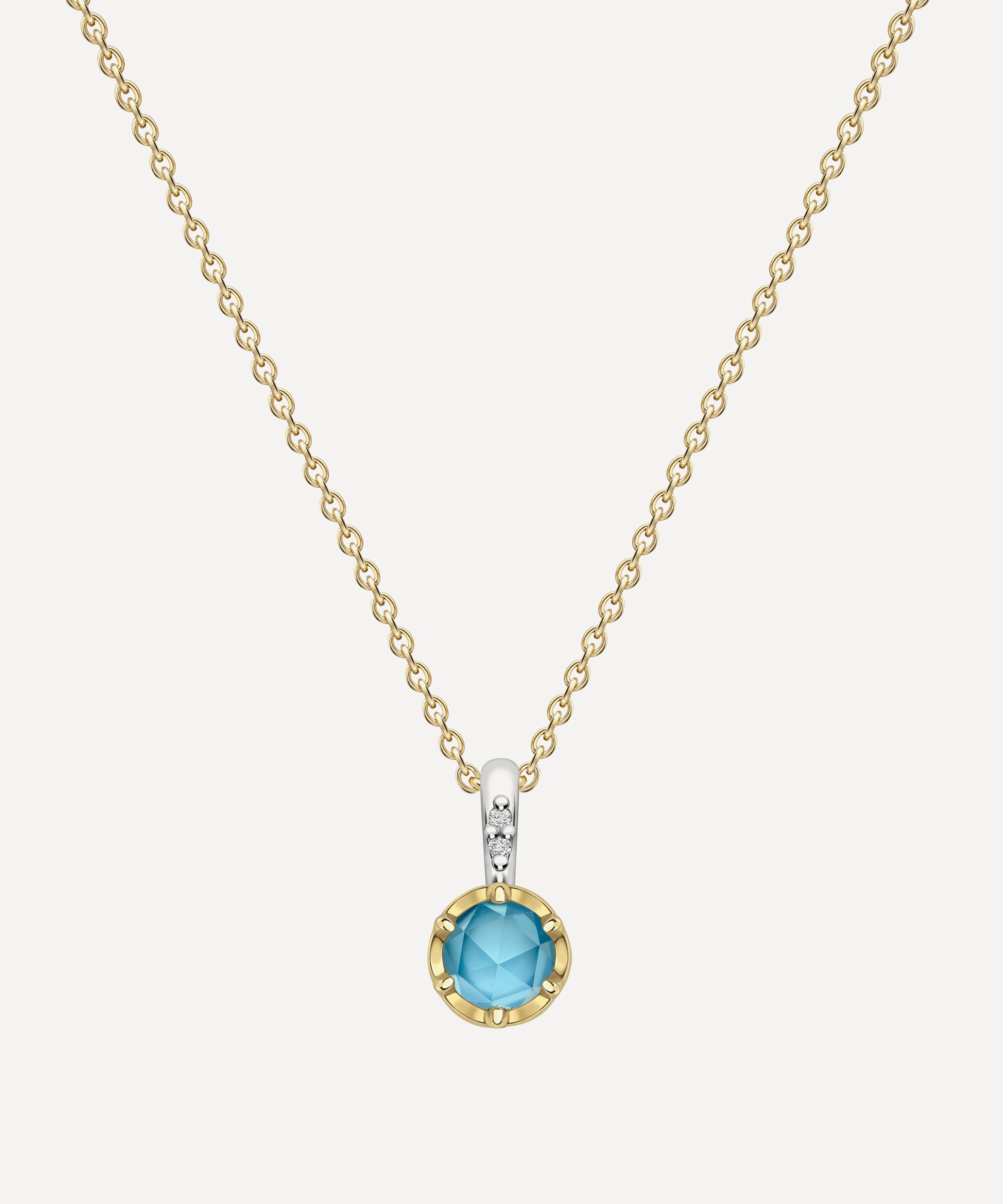 Dinny Hall - 22ct Gold-Plated Vermeil Silver March Aquamarine Birthstone Pendant Necklace image number 0