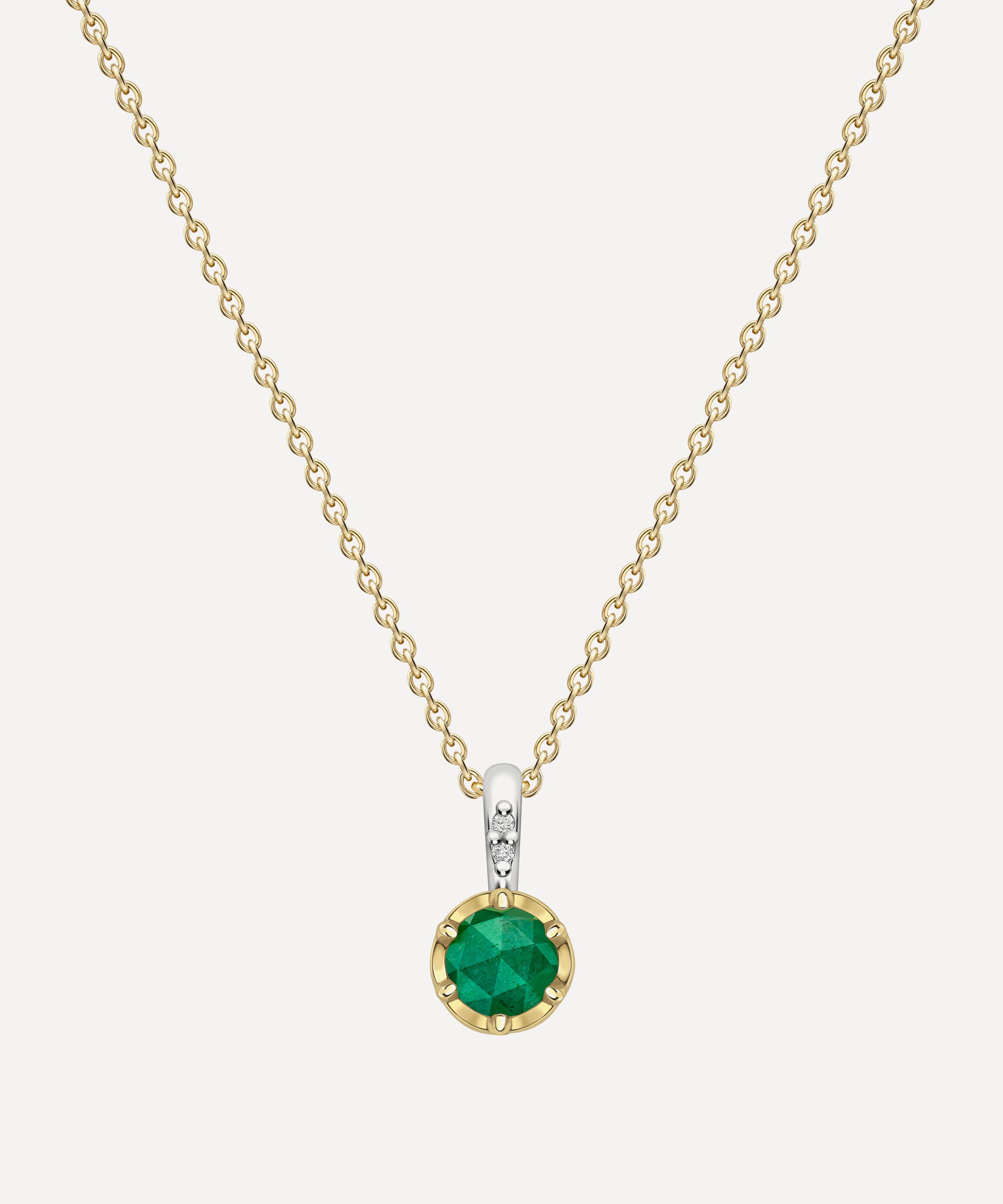 Dinny Hall - 22ct Gold-Plated Vermeil Silver May Emerald Birthstone Pendant Necklace image number 0