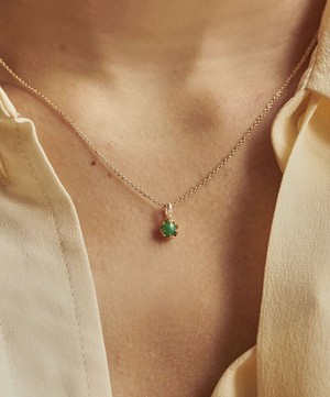 Dinny Hall - 22ct Gold-Plated Vermeil Silver May Emerald Birthstone Pendant Necklace image number 1