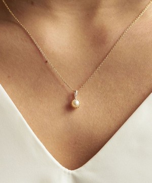 Dinny Hall - 22ct Gold-Plated Vermeil Silver June Pearl Birthstone Pendant Necklace image number 1