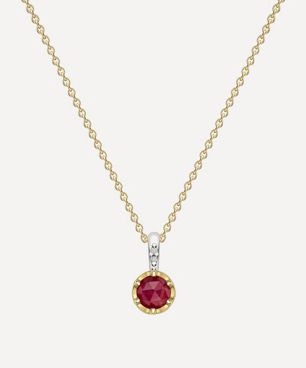 Dinny Hall - 22ct Gold-Plated Vermeil Silver July Ruby Birthstone Pendant Necklace image number null