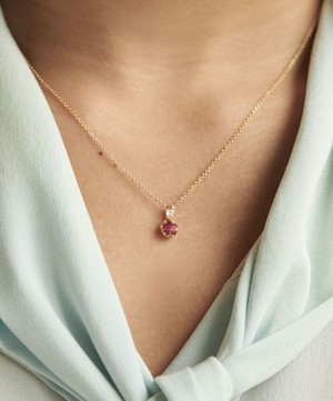 Dinny Hall - 22ct Gold-Plated Vermeil Silver July Ruby Birthstone Pendant Necklace image number 1