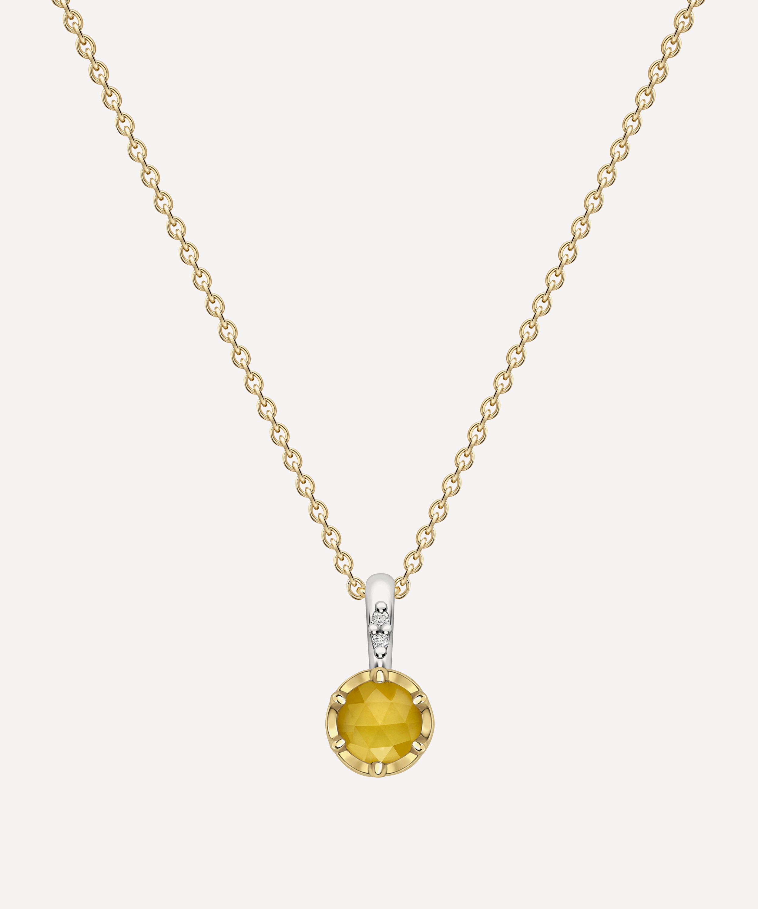 Dinny Hall - 22ct Gold-Plated Vermeil Silver November Lemon Quartz Birthstone Pendant Necklace image number 0