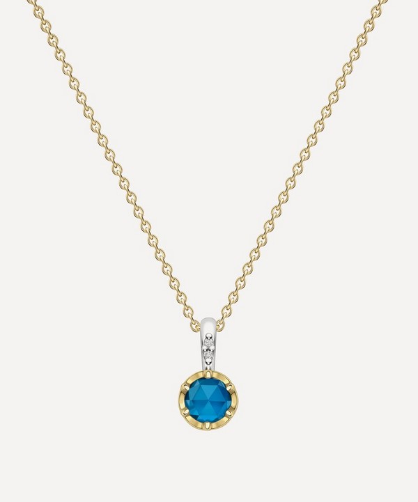 Dinny Hall - 22ct Gold-Plated Vermeil Silver December Blue Topaz Birthstone Pendant Necklace image number null