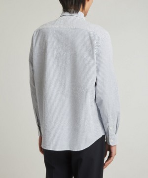 Wax London - Shelly Long-Sleeve Seersucker Navy Stripe Shirt image number 3