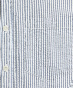 Wax London - Shelly Long-Sleeve Seersucker Navy Stripe Shirt image number 4