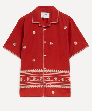 Wax London - Didcot Short-Sleeve Daisy Embroidery Shirt image number 0