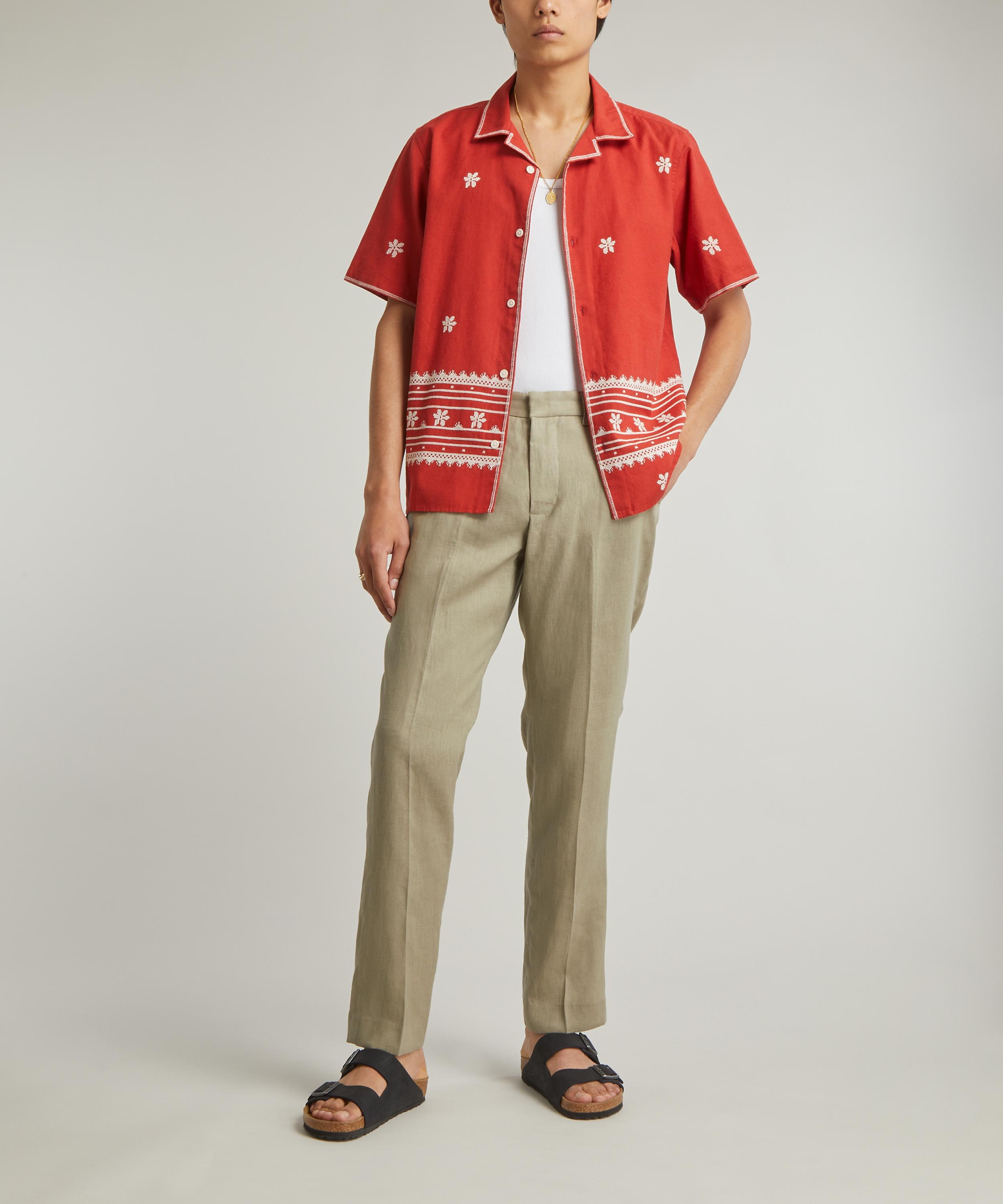 Wax London - Alp Pale Green Linen Trousers image number 1