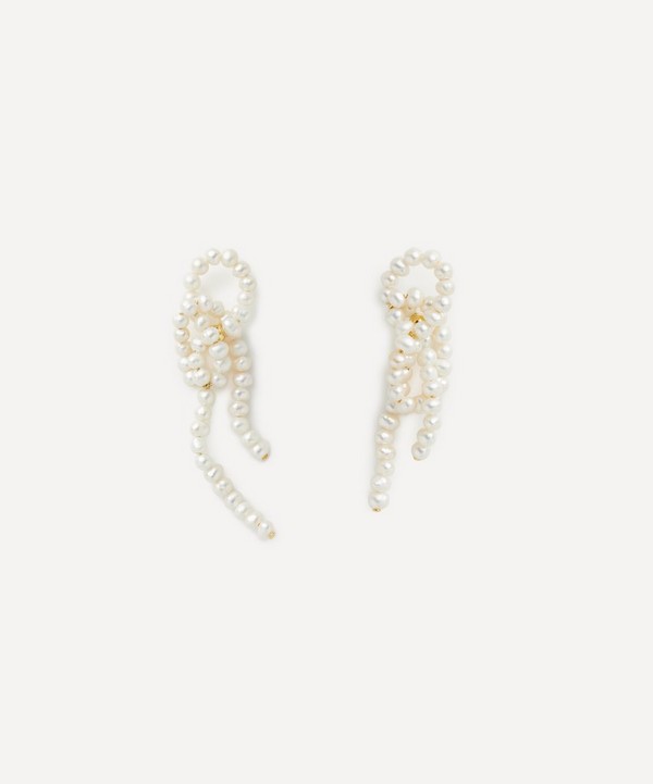Completedworks - 18ct Gold-Plated Vermeil Silver The Break Between Clouds Pearl Drop Earrings image number null