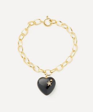 Kirstie Le Marque - Gold-Plated Diamond and Onyx Chunky Heart Bracelet image number 0