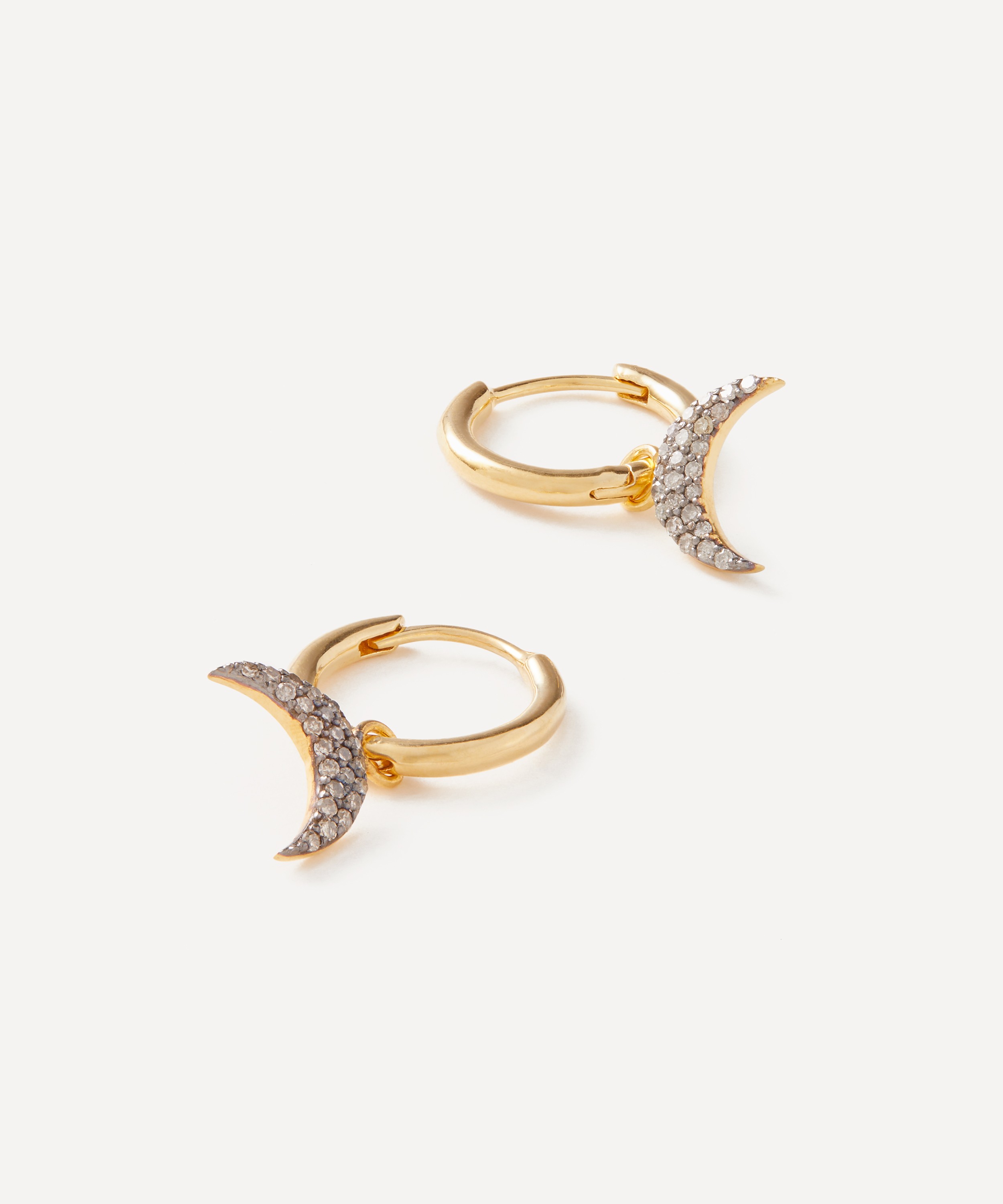 Kirstie Le Marque - Gold-Plated Diamond Horn Hoop Earrings image number 1