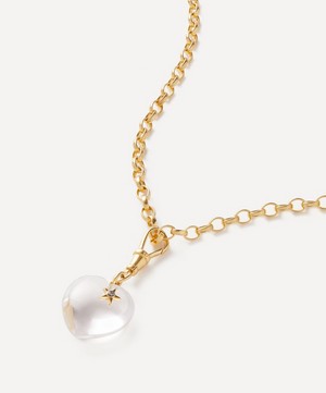 Kirstie Le Marque - Gold-Plated Diamond and Quartz Chunky Heart Necklace image number 0