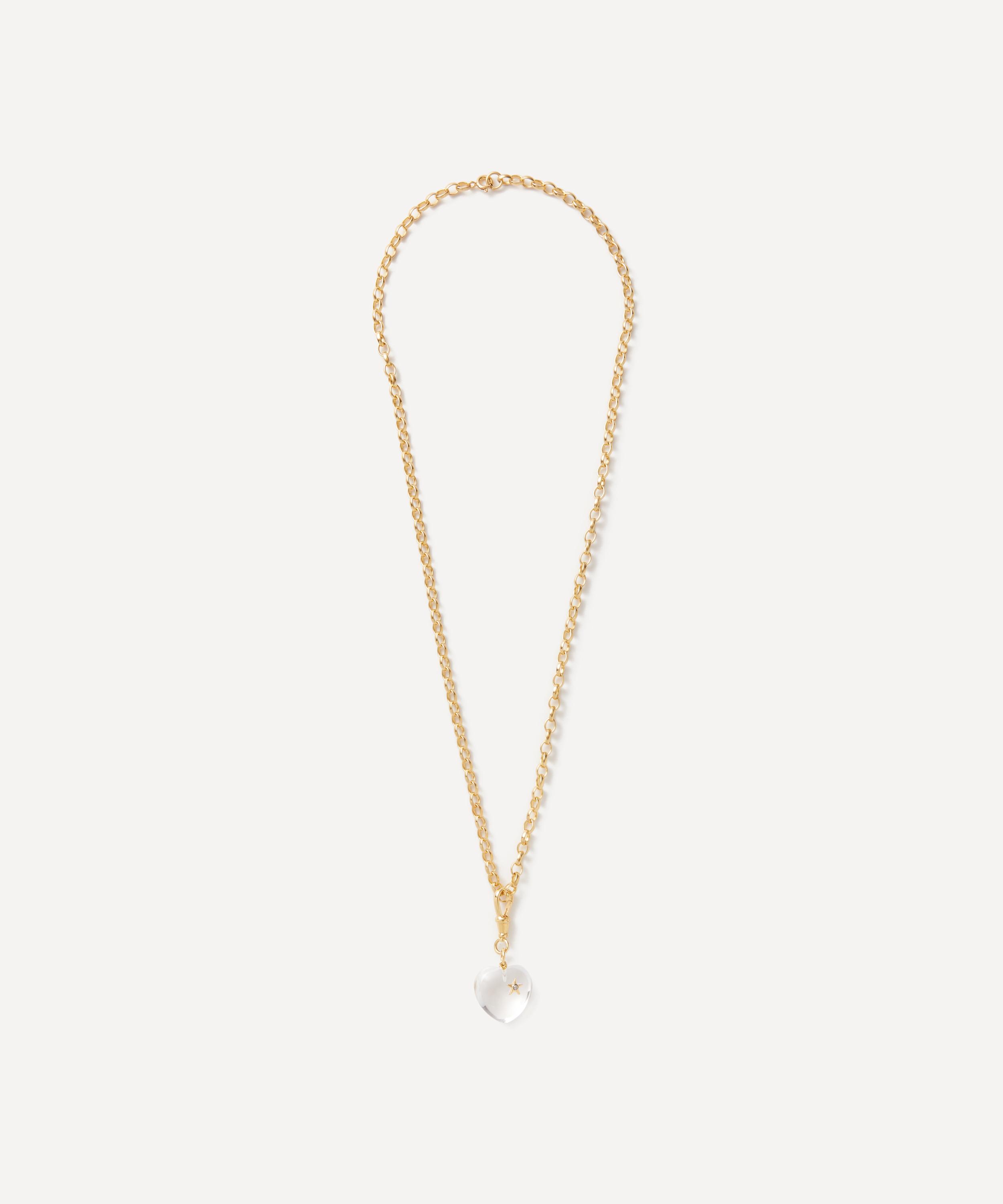 Kirstie Le Marque - Gold-Plated Diamond and Quartz Chunky Heart Necklace image number 1