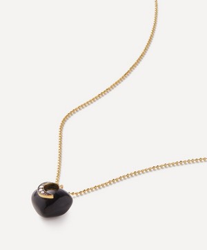 Kirstie Le Marque - Gold-Plated Diamond and Black Onyx Mini Heart Necklace image number 0