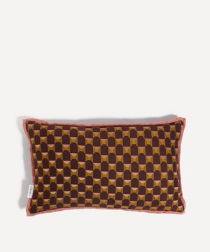 Liberty - Obi Check Jacquard Rectangular Cushion in Brinjal image number 0