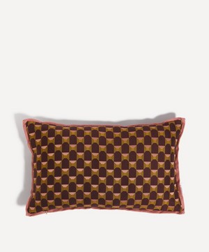 Liberty - Obi Check Jacquard Rectangular Cushion in Brinjal image number 2