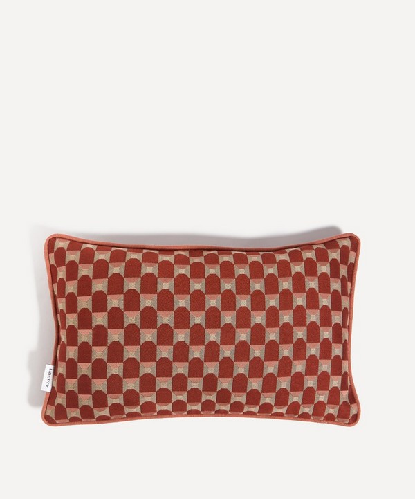 Liberty - Obi Check Jacquard Rectangular Cushion in Lacquer image number null