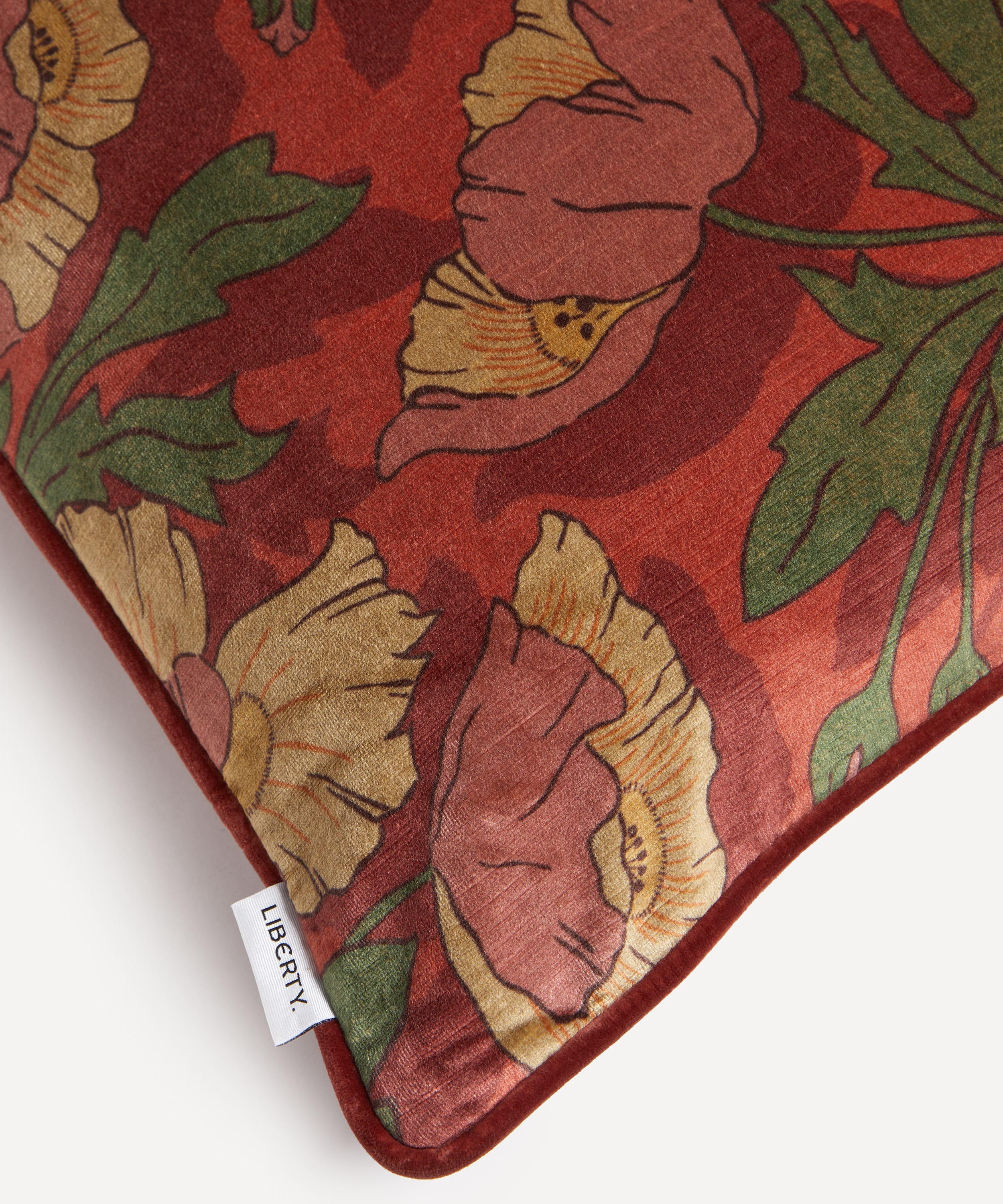 Liberty - Butterfield Square Cotton Velvet Cushion in Lacquer image number 3