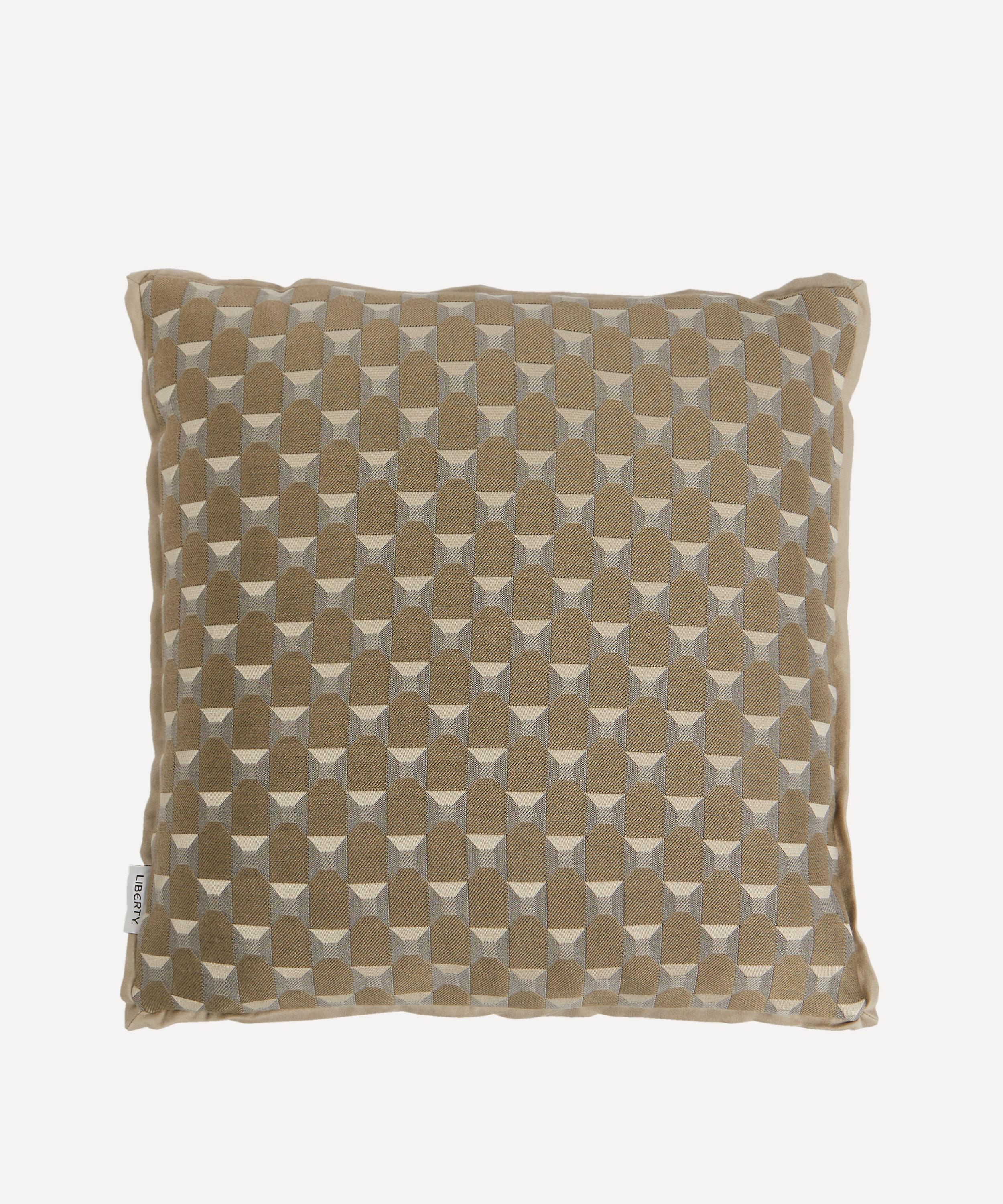 Liberty - Obi Check Square Velvet Cushion in Fennel image number 0