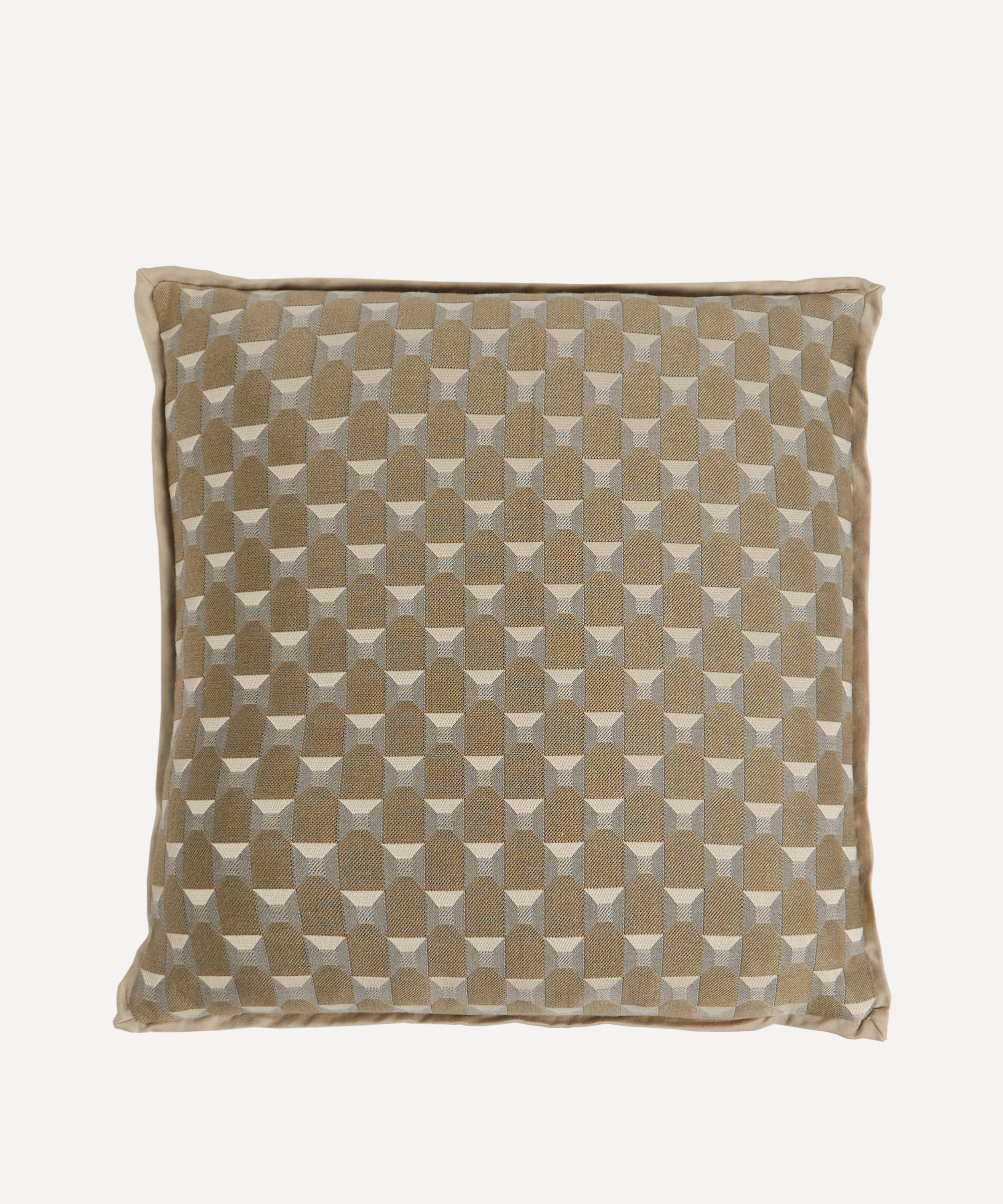 Liberty - Obi Check Square Velvet Cushion in Fennel image number 1