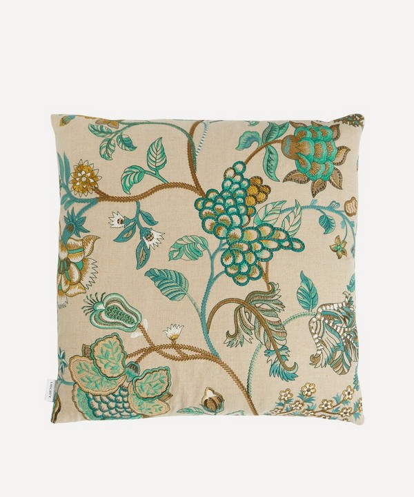 Liberty - Palampore Embroidery Square Cushion in Jade image number null