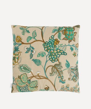 Liberty - Palampore Embroidery Square Cushion in Jade image number 0