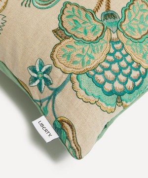 Liberty - Palampore Embroidery Square Cushion in Jade image number 2