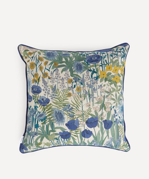 Liberty - Faria Flowers Linen Square Cushion in Lapis image number null
