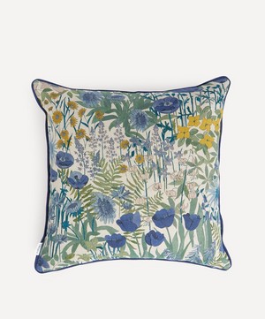 Liberty - Faria Flowers Linen Square Cushion in Lapis image number 0