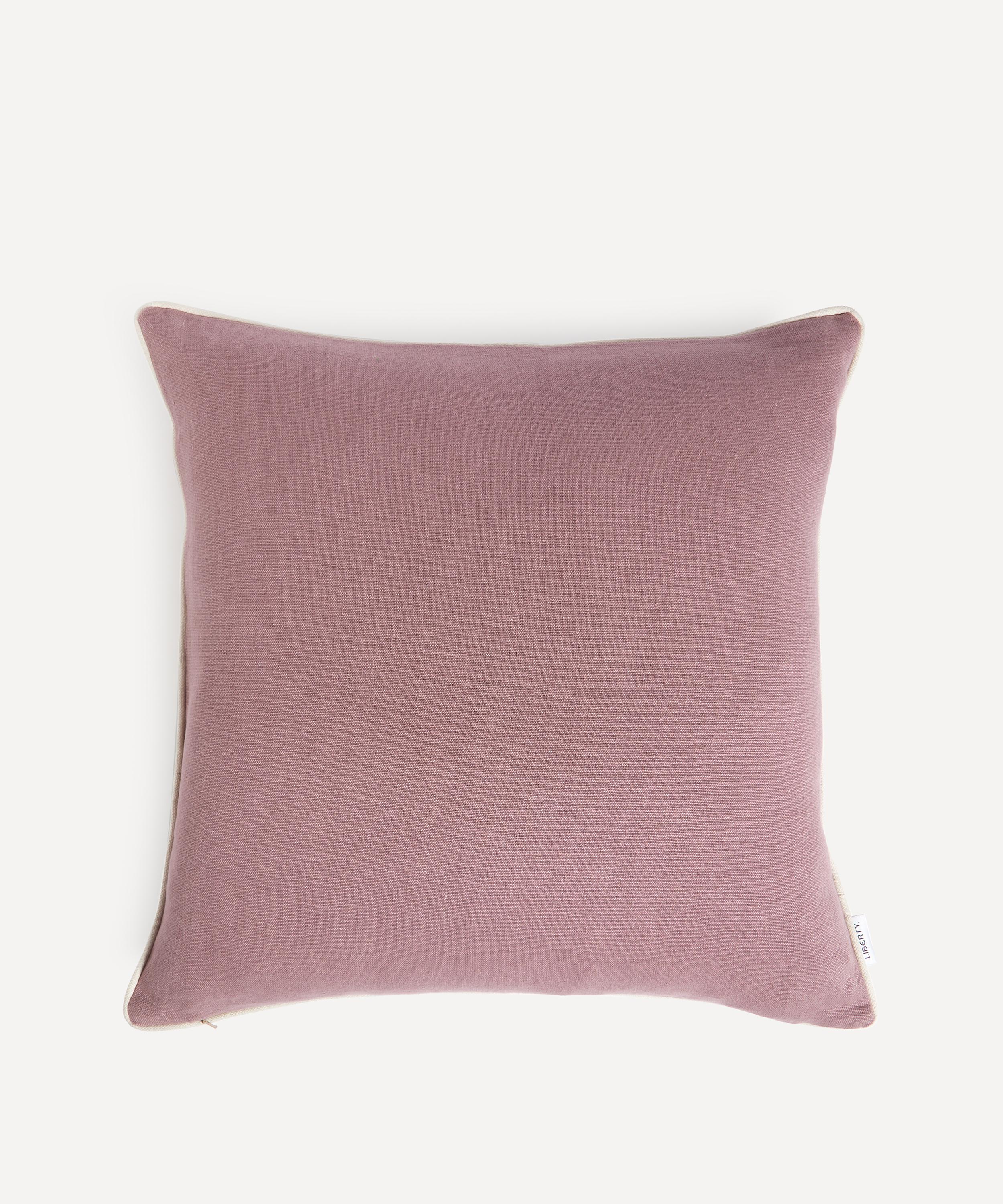 Liberty - Faria Flowers Square Linen Cushion in Lichen image number 1