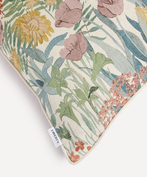 Liberty - Faria Flowers Square Linen Cushion in Lichen image number 2