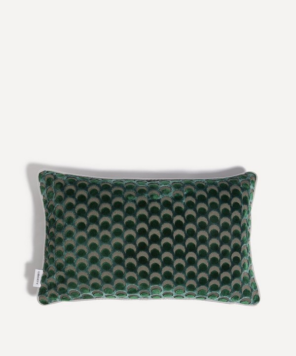 Liberty - Ottoman Spot Velvet Rectangular Cushion in Flax Flower image number null