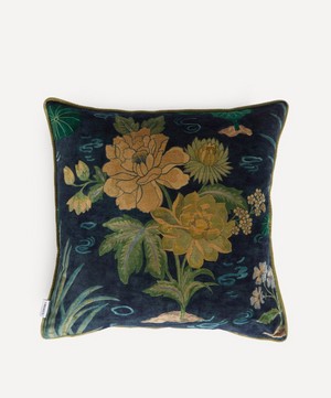 Liberty - Lotus Garden Velvet Square Cushion in Jade image number 0