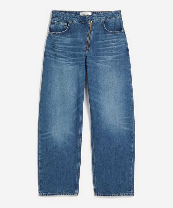 Frame - Barrel Leg Angled Zipper Jeans