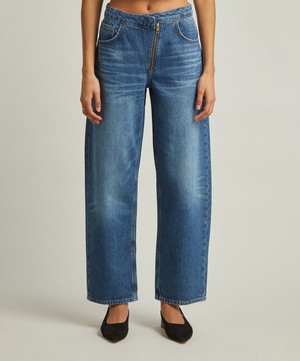 Frame - Barrel Leg Angled Zipper Jeans image number 2
